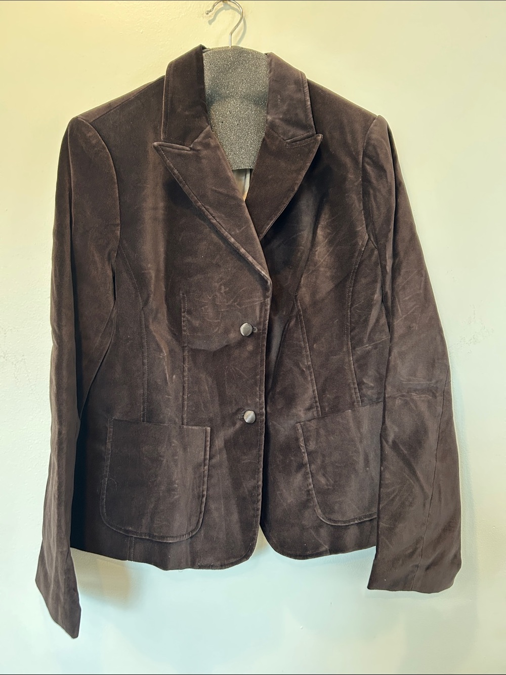 Women’s Dark Brown Velvet Notch Lapel Blazer
